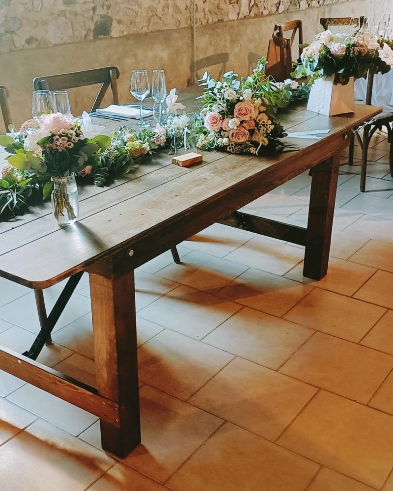 location Table rectangulaire héritage bois massif, location table de mariage limousin 87 insomnia réception